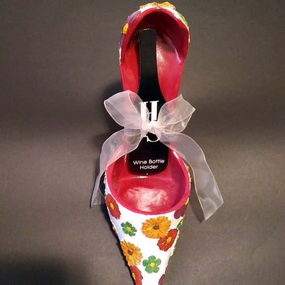 NWT High-Heel Shoe Wine-Bottle Holder, "Floral Splash" - Picture 2 of 9